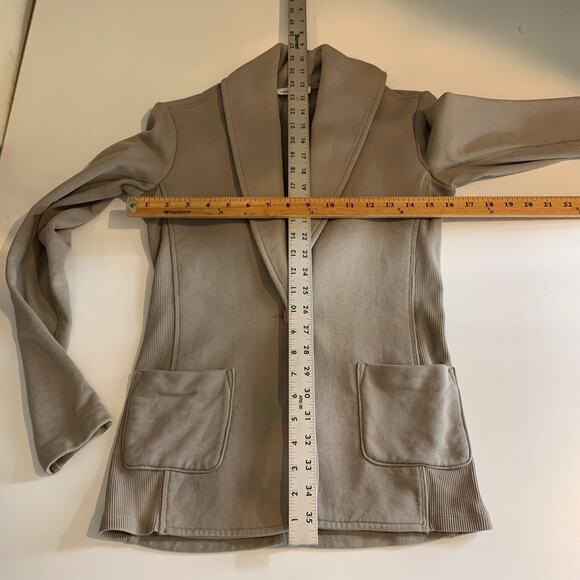 James Perse Blazer Womens 2 Taupe Standard Knit One Button Cotton Shawl Collar - Picture 10 of 12